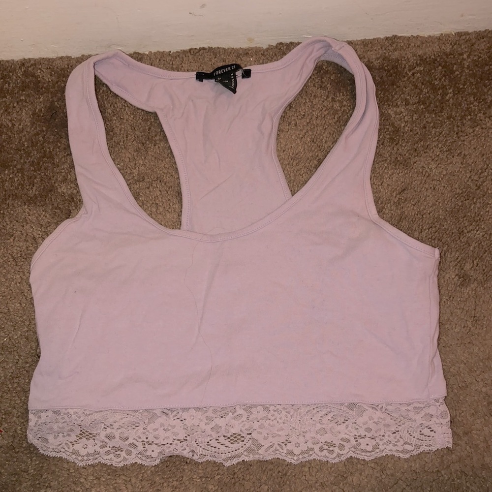 Forever 21 lilac crop top with lace details